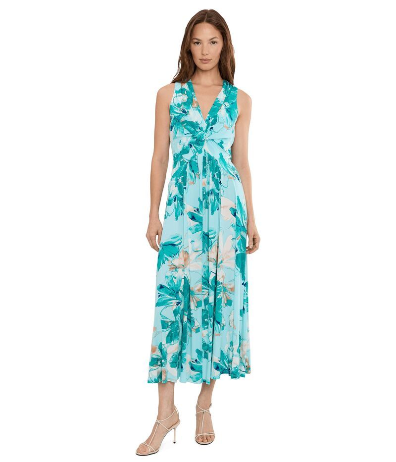 カルバンクライン レディース トップス ワンピース フラワー柄 ミディ ノースリーブ ジャージー フラワー Calvin Klein Sleeveless Twist Floral Jersey Midi SeasprayPetrol Multi マルチカラー