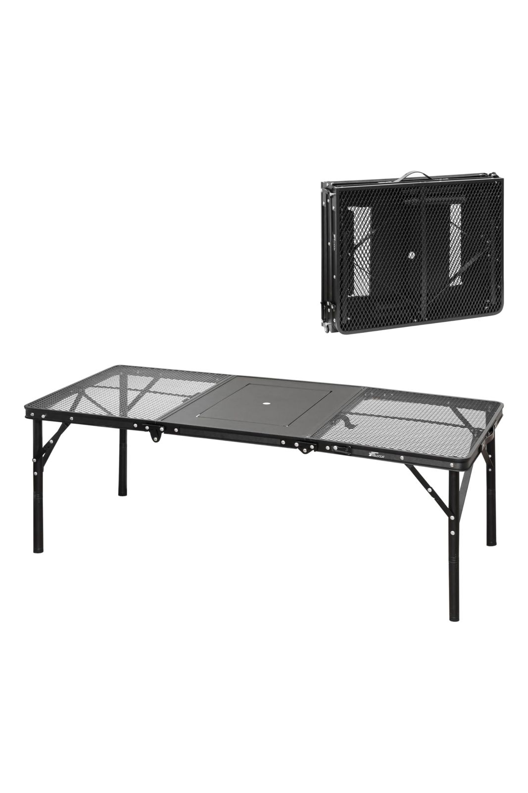 FIELDOOR アウトドア キャンプ テーブル IGT互換 折り畳み 三つ折り メッシュ 軽量 【幅120cm×54cm 高さ27/43cm】 高さ調整 2段階 コンパクト 耐熱 天板 カスタム パネルテーブル アルミ 調理台 ローテーブル 1c8b9b14