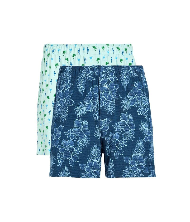 トッミーバハマ メンズ アンダーウェア ボクサーパンツ ニット Tommy Bahama 2Packnit Boxers Navy FloralLight Blue Palm ネイビー
