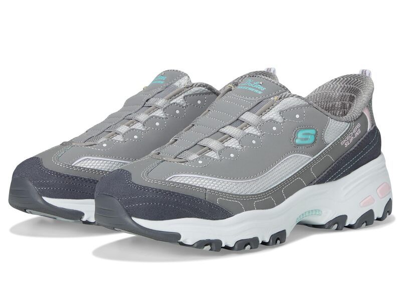 スケッチャーズ レディース シューズ スニーカー SKECHERS DLites Hands Free SlipINS Grey Light Pink グレー