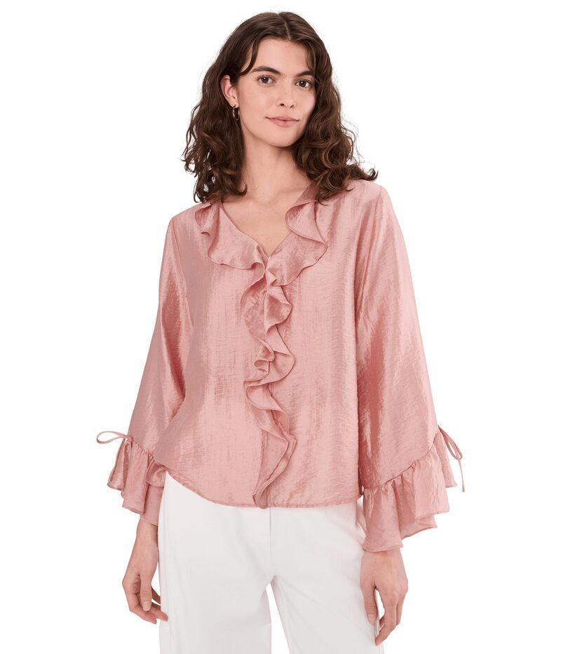 ヴィンスカムート レディース アウター ニット・セーター フリル Vince Camuto Ruffle Sleeve and Center Front Coral Dusk コーラル