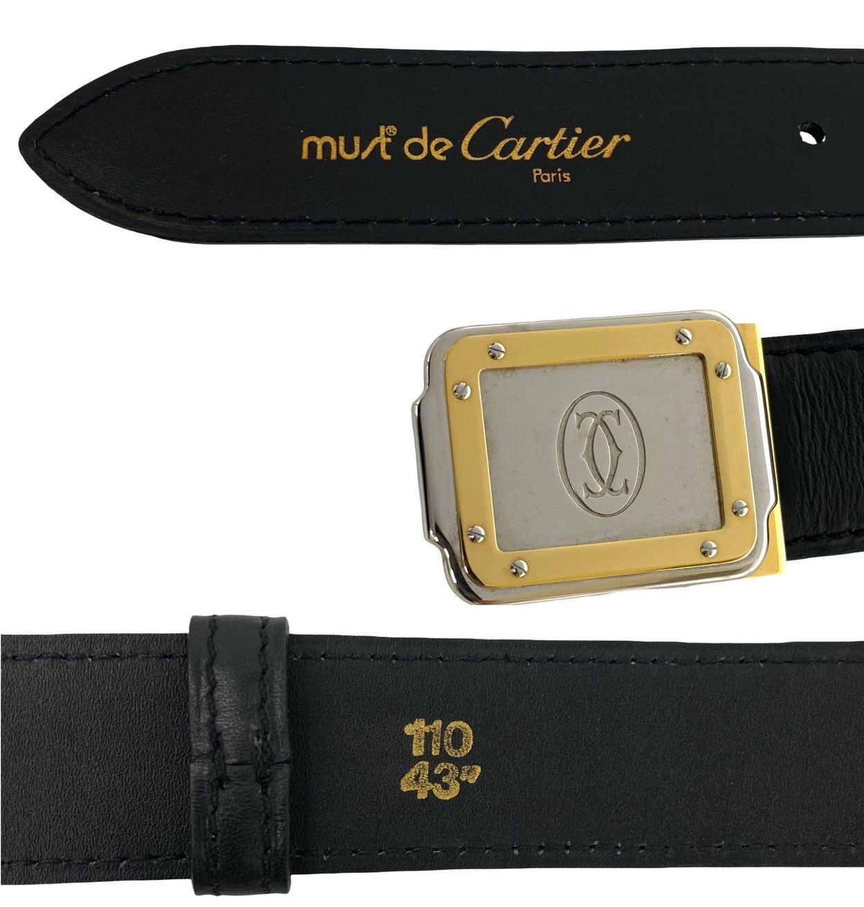 極美品 Cartier カルティエ マストライン レザー 型押し ベルト 金 極 美品 希少品 箱付き CARTIER カルティエ マストライン ロゴ