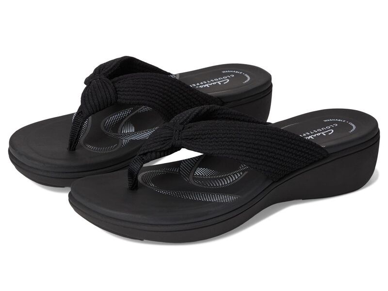 クラークス レディース シューズ サンダル Clarks Breeze Raerin Black Textile ブラック