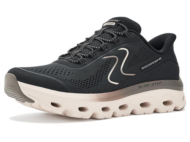 スケッチャーズ レディース シューズ スニーカー Skechers Glide Step Sole Hands Free SlipIns Black Natural ブラック