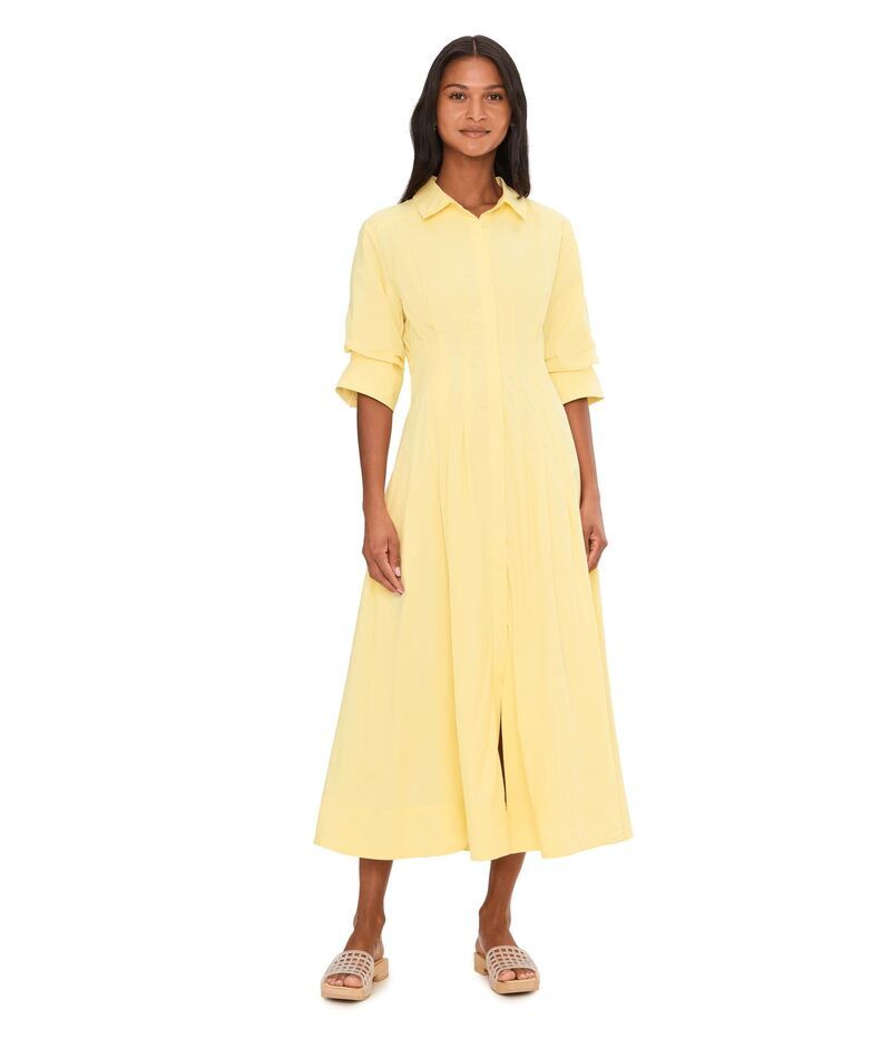 ヴィンスカムート レディース トップス ワンピース シャツ Vince Camuto Button Up Shirt Dress with Please Lemon Cream クリーム