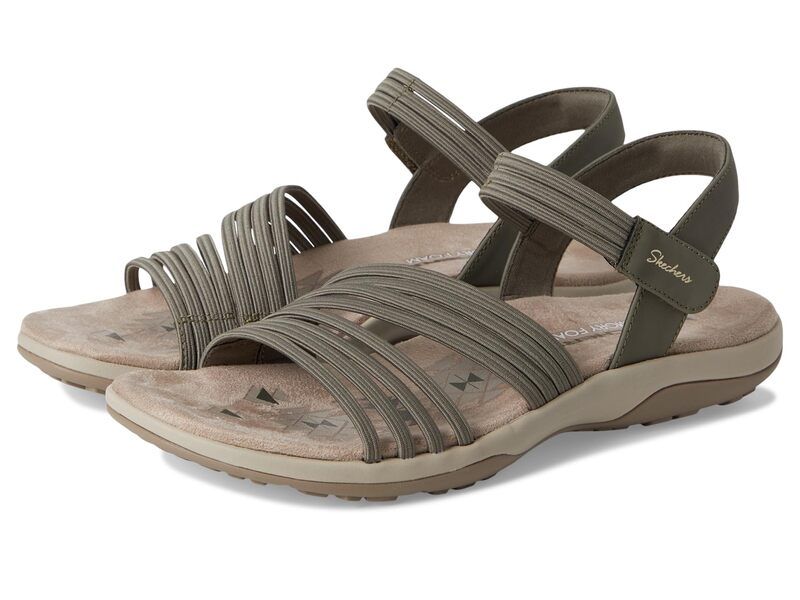 スケッチャーズ レディース シューズ サンダル Skechers Reggae Slim Coffee Run Olive オリーブ