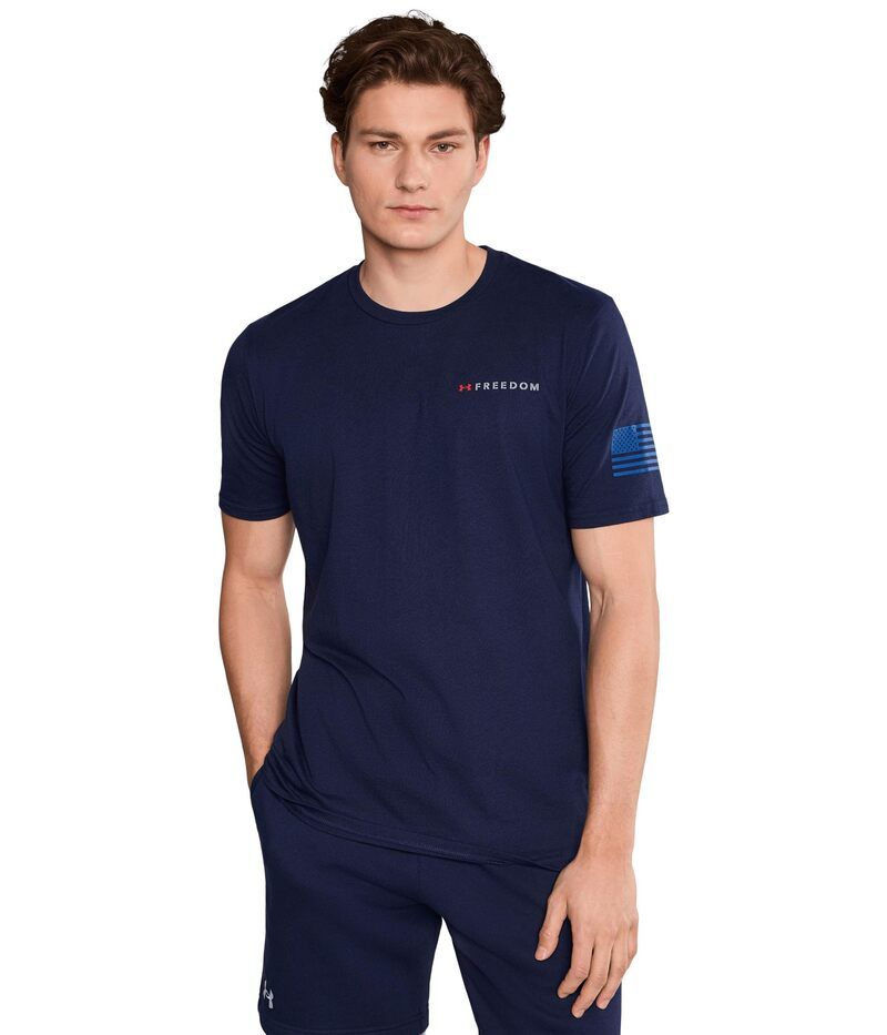 アンダーアーマー メンズ トップス シャツ Under Armour Freedom Banner Short Sleeve TShirt Midnight NavyRoyal ネイビー 7,485円