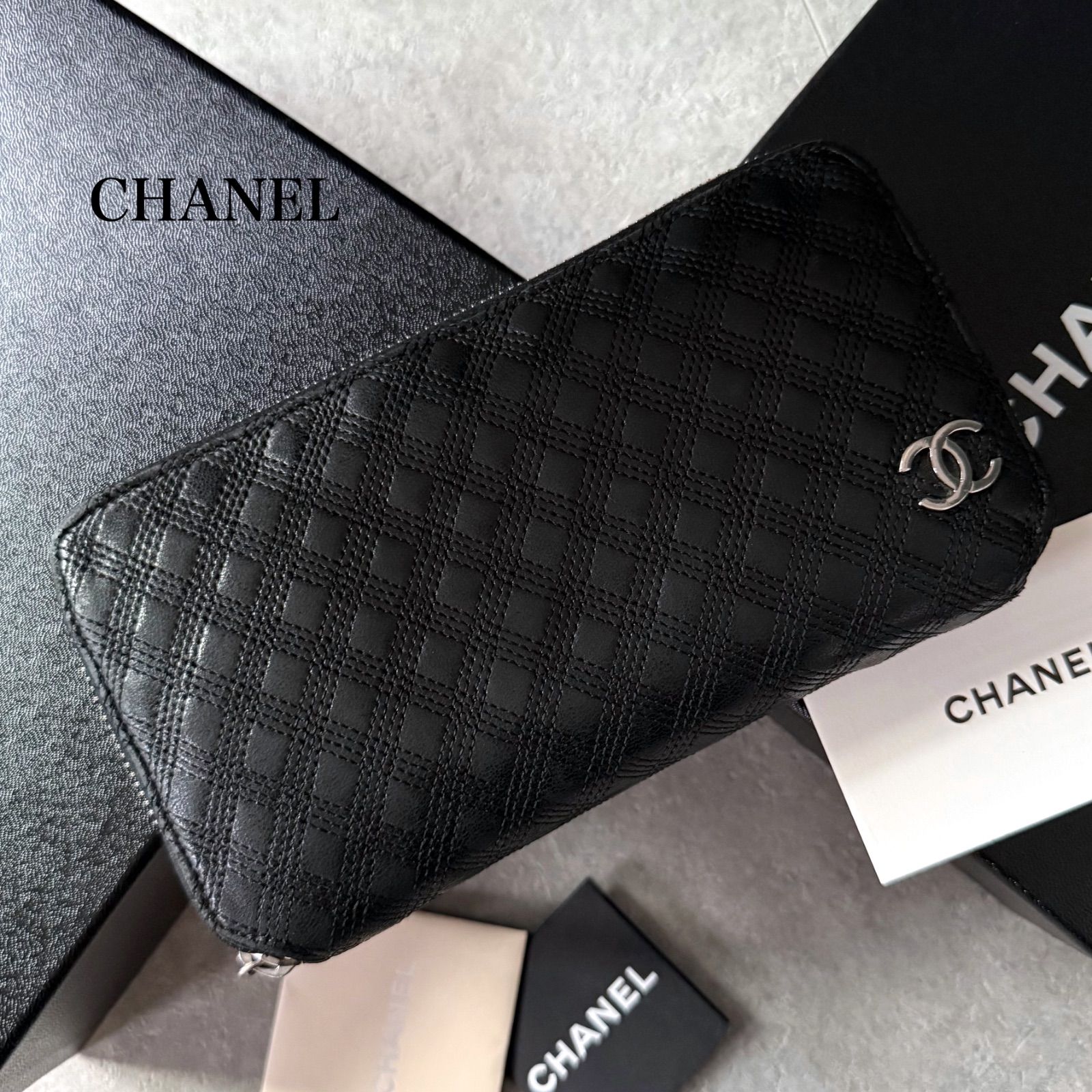 CHANEL シャネル ビコローレ ココマーク ラウンドファスナー長財布