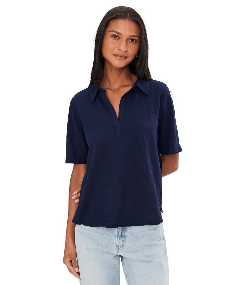 モッドドック レディース トップス シャツ Mododoc Half Sleeveasy Polo Tee Vibrant Navy ネイビー