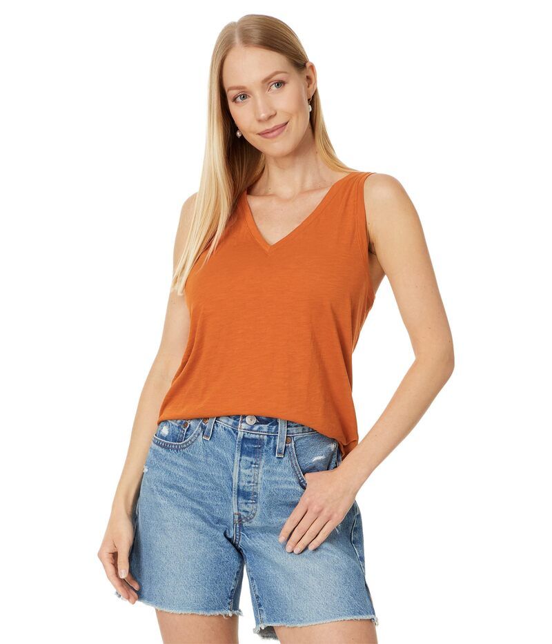 メイドウェル レディース トップス シャツ Vネック コットン Madewell Whisper Cotton VNeck Tank Rusted Orange オレンジ