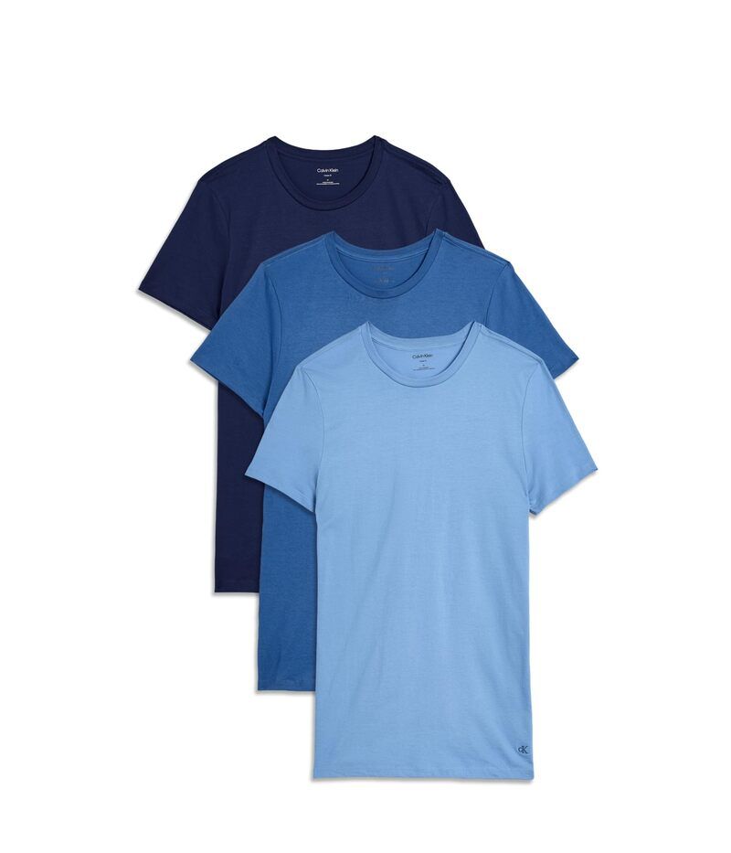 カルバン クライン アンダーウェア メンズ トップス シャツ クルーネック コットン Calvin Klein Underwear Cotton Classics 3Pack Crewneck TShirt Blue BayMinnowMedieval Blu