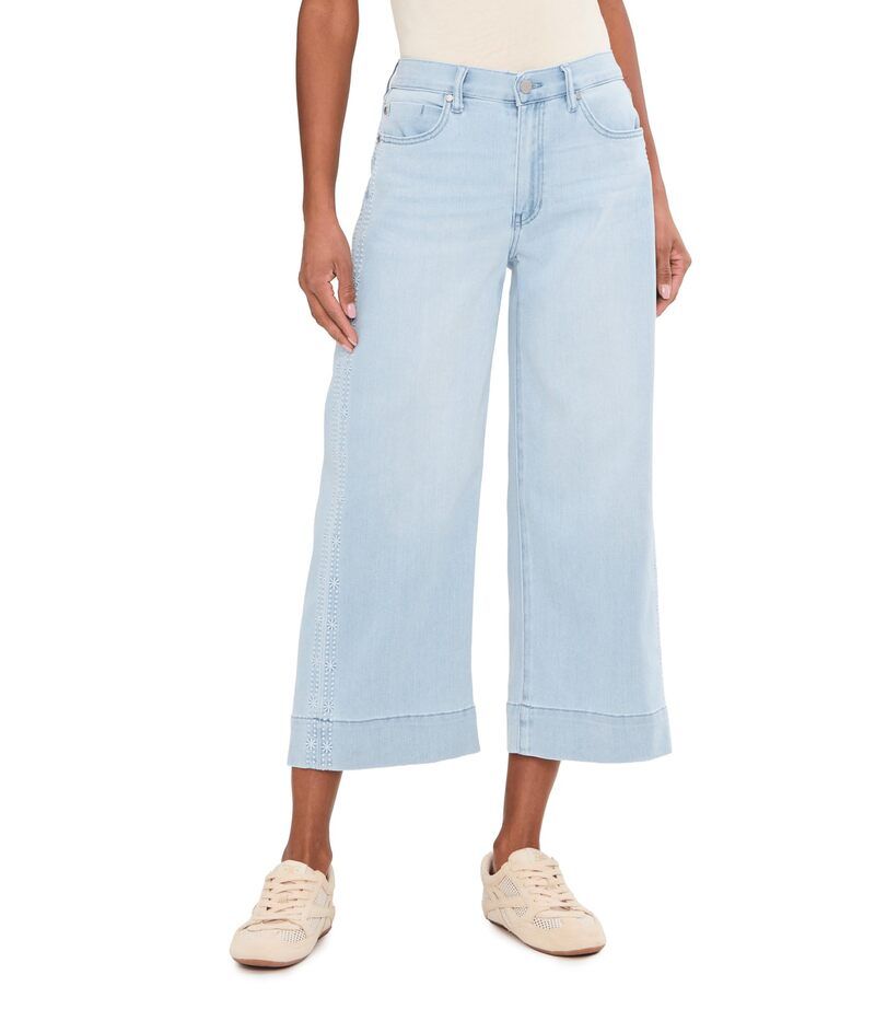リヴァプール ロサンゼルス レディース ボトムス デニムパンツ ワイドレッグ 刺繍 ジーンズ Liverpoolos Angeles 26 Stride MidRise Crop Wide Leg Jeans with Embroidered Side Sea
