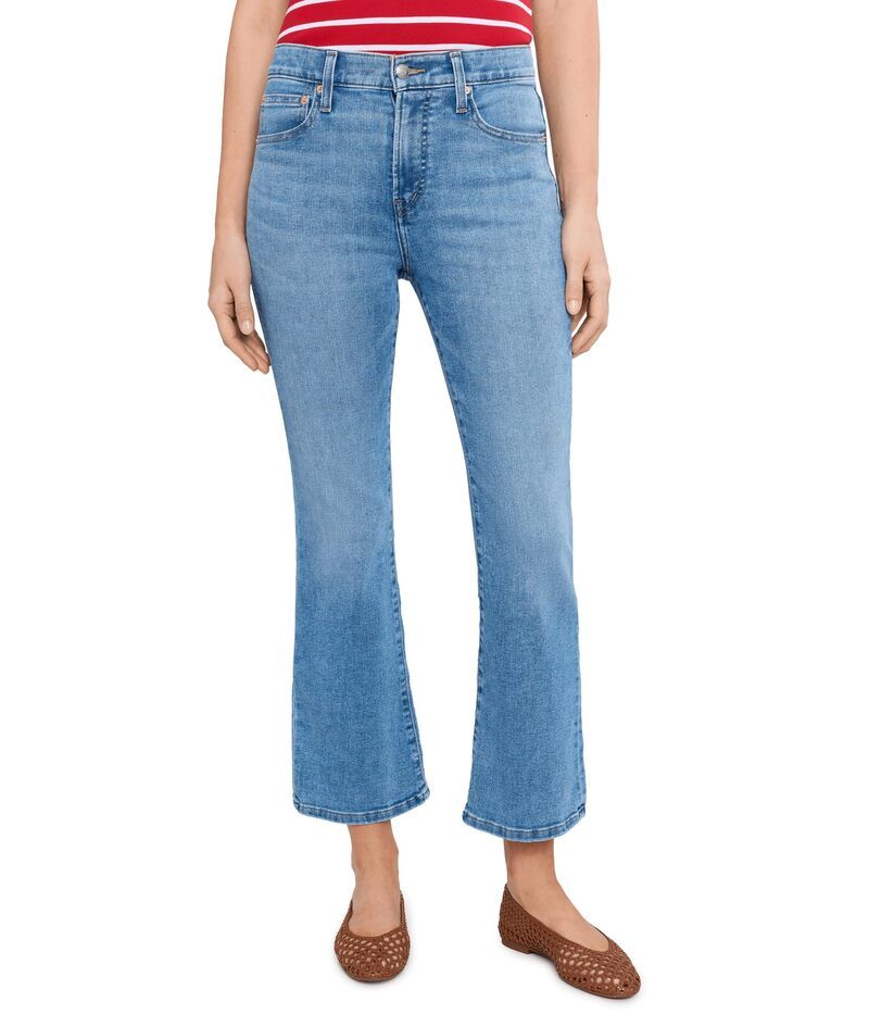 メイドウェル レディース ボトムス デニムパンツ Madewell Stretch Flare Crop in Midvale Wash with Raw Midvale Wash