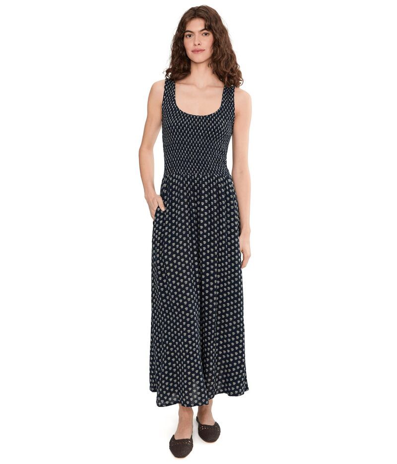 ファレティ レディース トップス ワンピース シャーリング Faherty Sophia Smockedress Navy Lotus Floral ネイビー