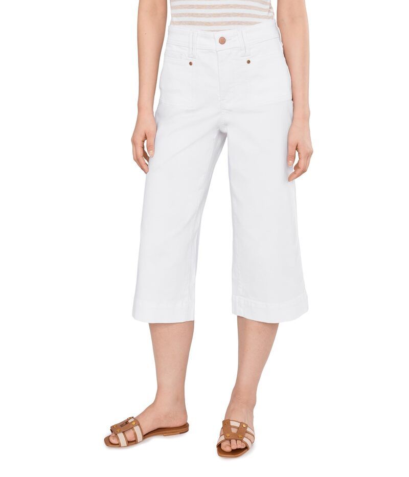 エヌワイディージェイ レディース ボトムス デニムパンツ ワイドレッグ プチ キャップ ジーンズ NYDJ Petite Brigitte Wide Leg Capri Jeans Optic White ホワイト