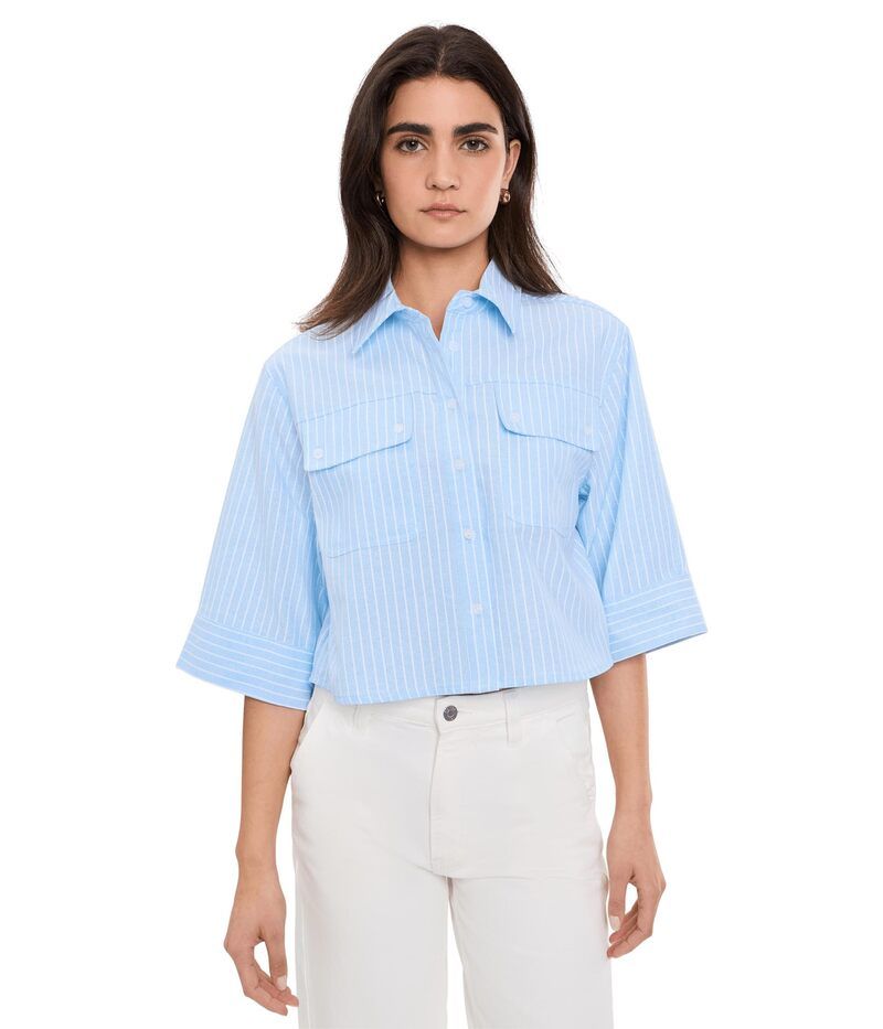 ブランクニューヨーク レディース トップス シャツ ボタンダウン Blank NYC Sky Dive Button Down Shirt BlueWhite ホワイト