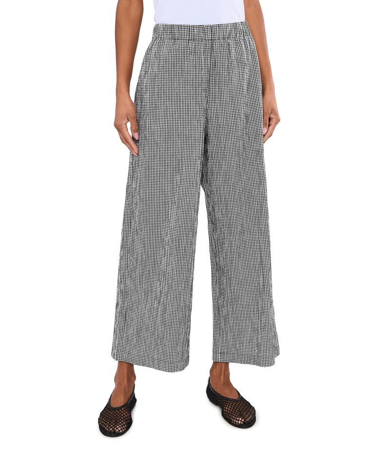 エイリーンフィッシャー レディース ボトムス カジュアルパンツ コットン アンクル Eileen Fisher Organicotton Pucker Check Ankle Wide Pants Black White ホワイト