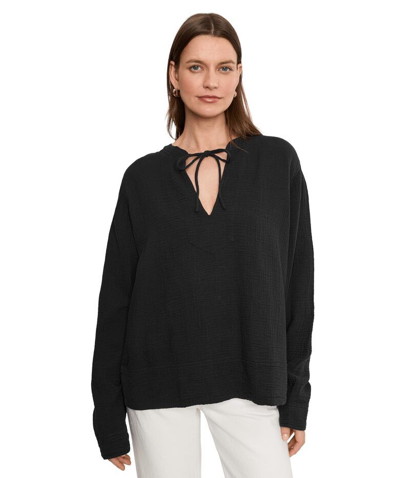 ファレティ レディース トップス シャツ コットン Faherty Dune Cotton Gauze Harbor Top Black ブラック