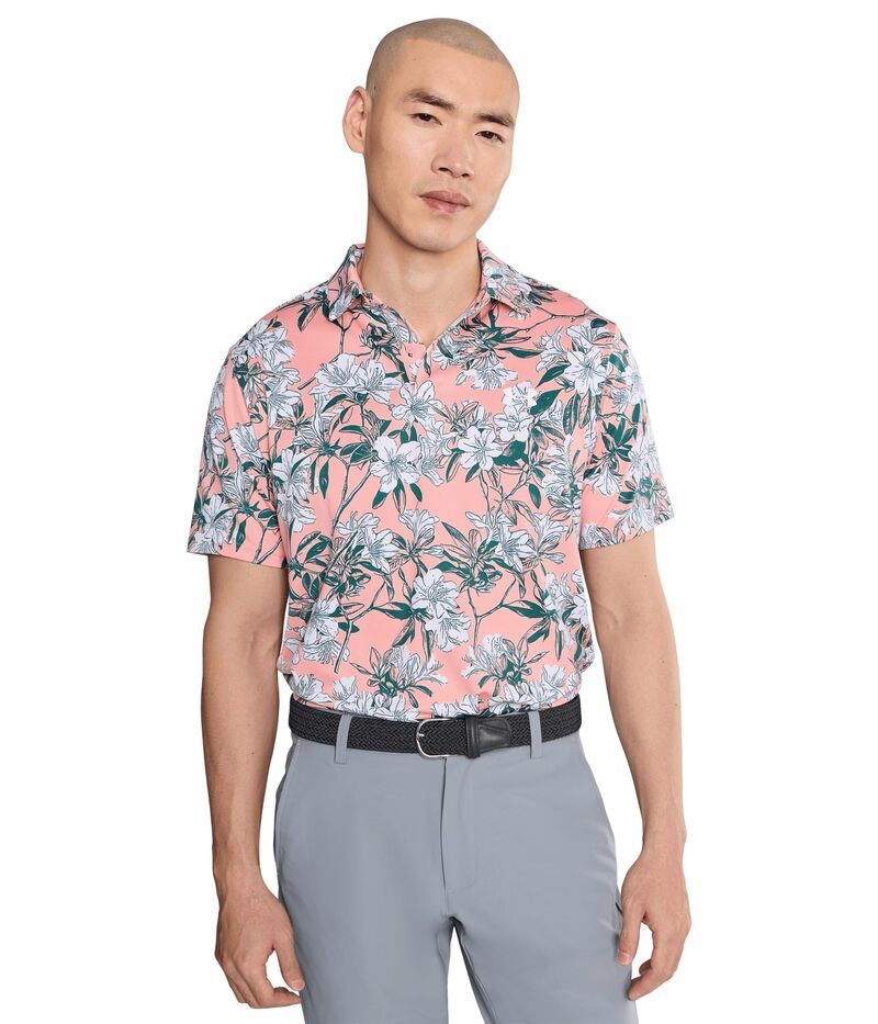 アンダーアーマー メンズ トップス シャツ プリント Under Armour Golf Matchplay Printed Golf Polo Posh PinkWhite ホワイト