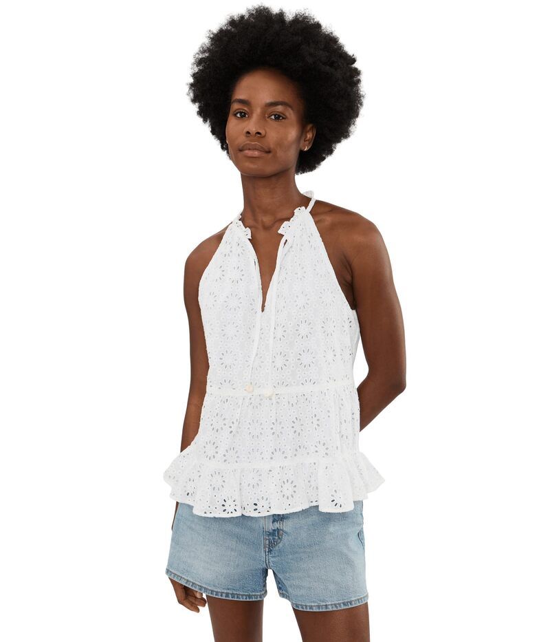 セセ レディース トップス シャツ ノースリーブ Cece High Tie Neck Sleeveless Top Ultra White ホワイト