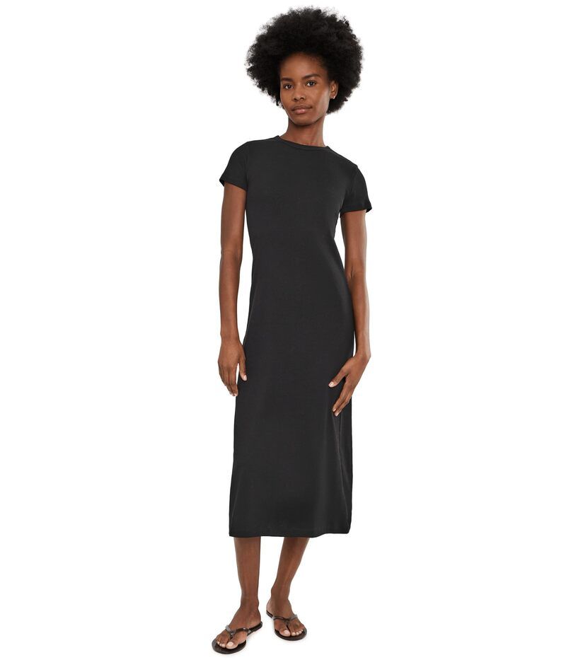 メイドウェル レディース トップス ワンピース クルーネック マキシ Madewell Andy Short Sleeve Crew Neck Maxi Dress 1X1 Jet Black ブラック