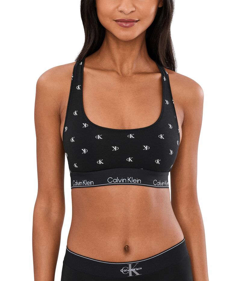 カルバン クライン アンダーウェア レディース ブラジャー コットン Calvin Klein Underwear Icon Cotton Modal Unlined Bralette Diamond Logo Black ブラック
