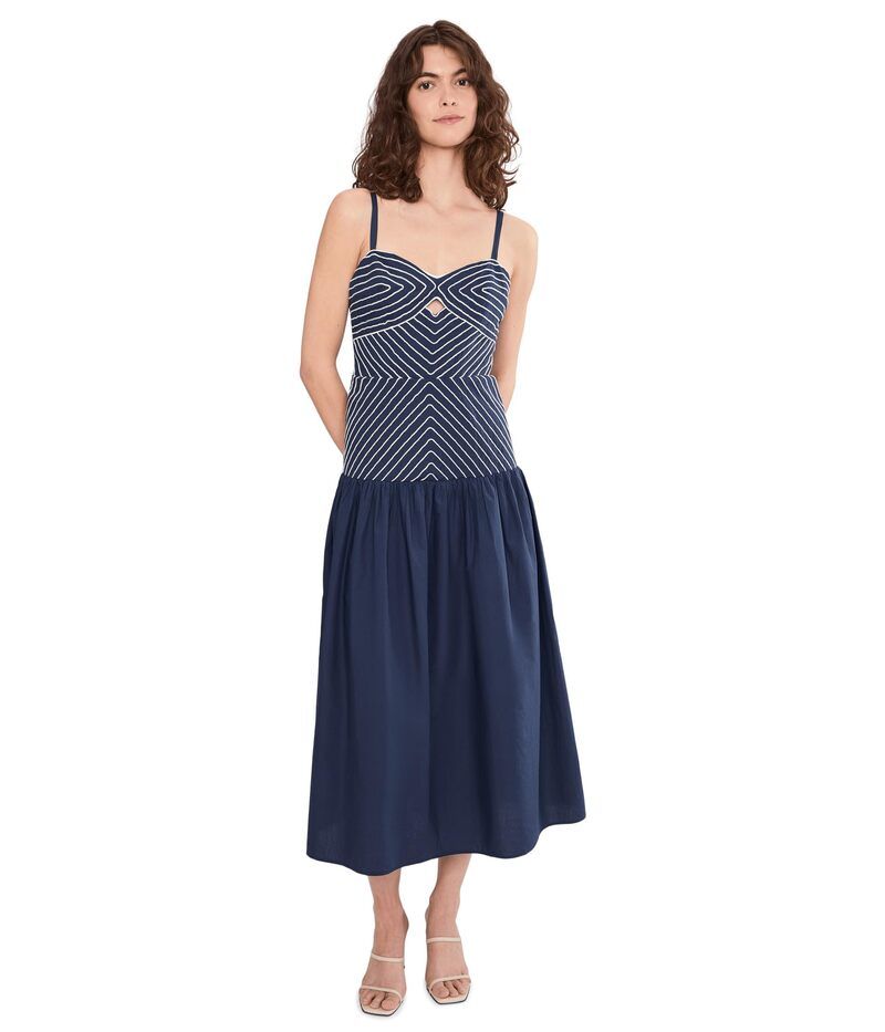 アドリアナ パペル レディース トップス ワンピース ミディ Adrianna Papell Drop Waist Midi Dress NavyIvory アイボリー