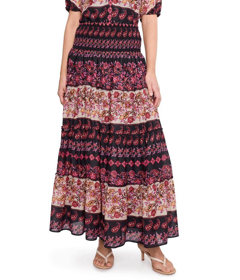 セセ レディース ボトムスカート ティアード ミディ シャーリング Cece Tiered Smocked Waist Midi Skirt Rich Black ブラック