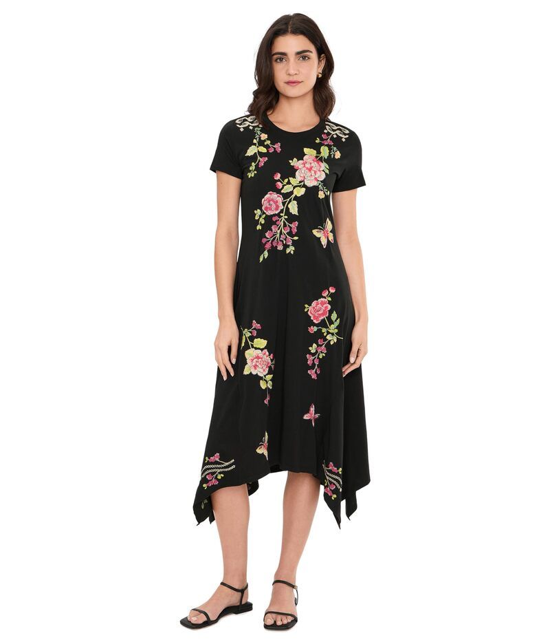 ジョニーワズ レディース トップス ワンピース ニット Johnny Was Handkerchief Hem Knit Dress Black ブラック
