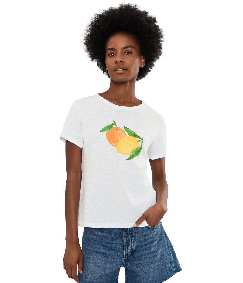 エリオットローレン レディース トップス シャツ プリント Elliott Lauren Tutti Fruti Short Sleeve Printed Tee Citrus