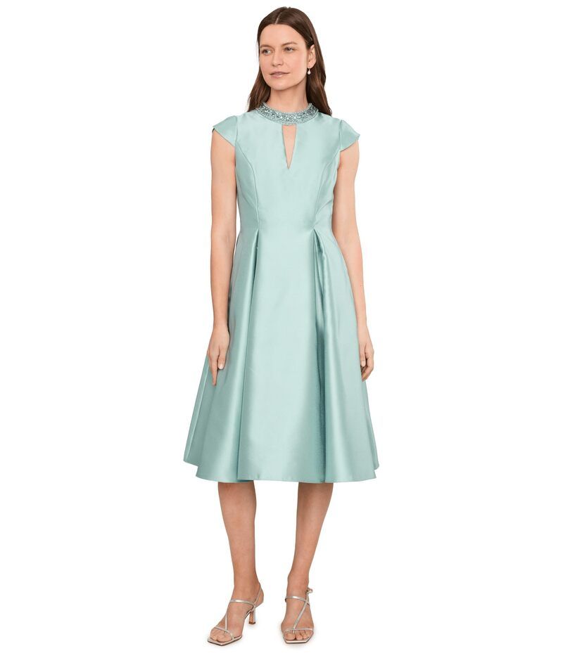 アドリアナ パペル レディース トップス ワンピース ミディ Adrianna Papell Key Hole Mikado Midi Dress Aqua Dust アクア