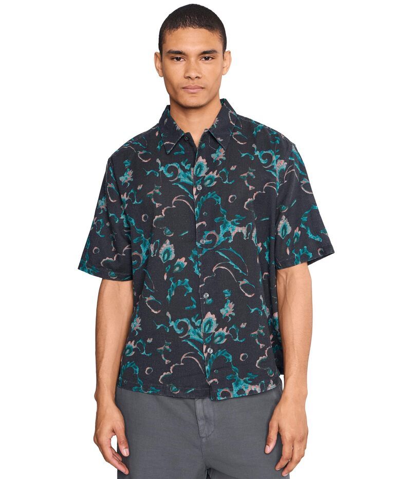 オールセインツ メンズ トップス シャツ Allsaints Fortune Short Sleeve Shirt Aqua Blue ブルー