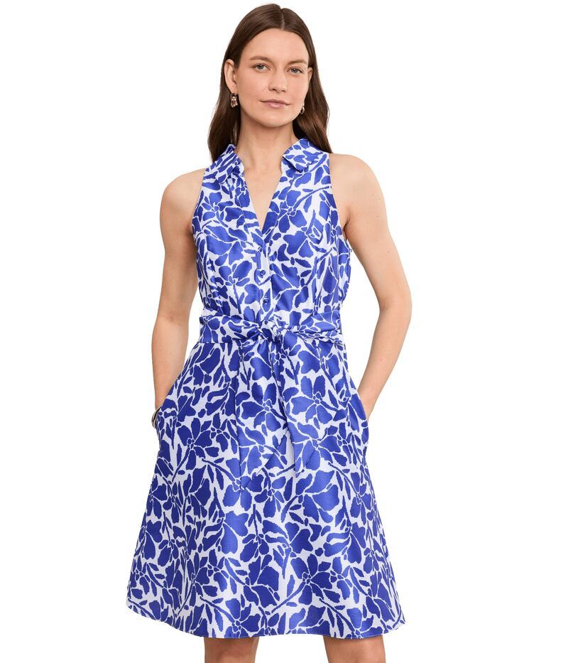 アドリアナ パペル レディース トップス ワンピース プリント Adrianna Papell Tie Front Printed Short Dress IvoryBlue アイボリー