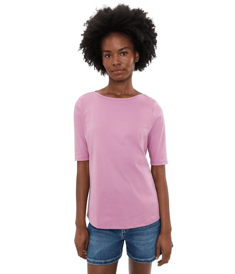 エルエルビーン レディース トップス シャツ Llbean Pima Boatneck Elbow Sleeve Shirt Iced Orchid