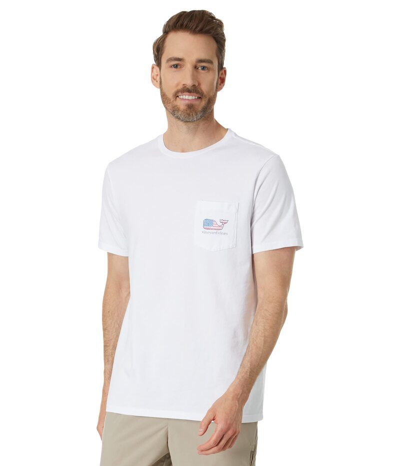 ヴァインヤードヴァインズ メンズ トップス シャツ 半袖 Vineyard Vines Whale ShortSleeve Pocketee White Cap ホワイト