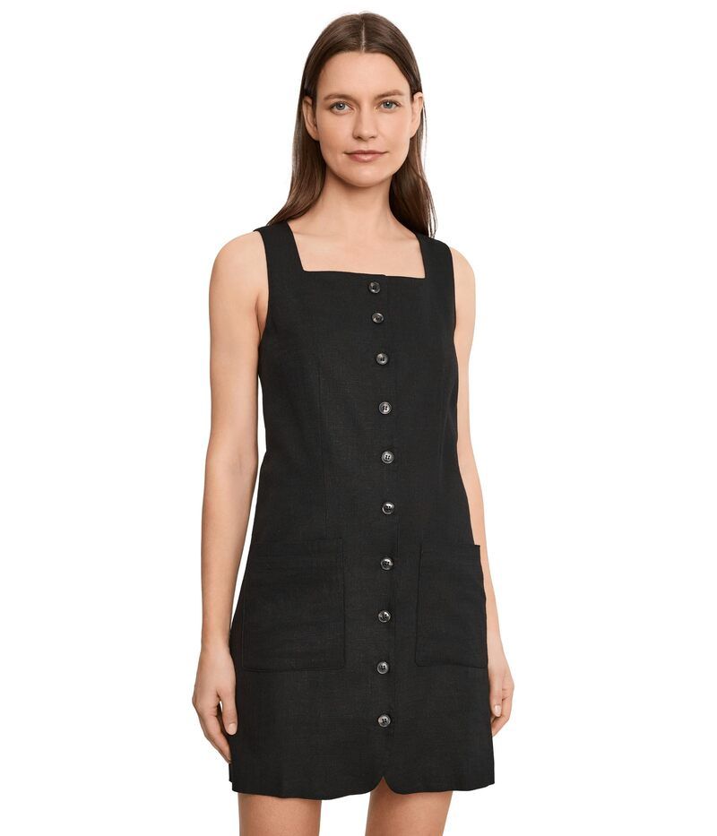 サンクチュアリー レディース トップス ワンピース リネン Sanctuary Posh Button Linen Dress Black ブラック