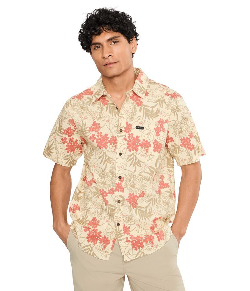 クイックシルバー メンズ トップス シャツ Quiksilver Jetty Bloom Classic Stretch Short Sleeve Woven Bone White ホワイト