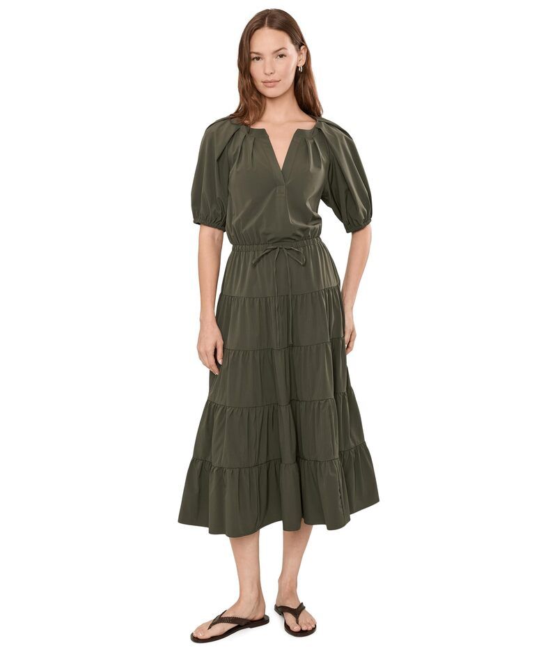 カルバンクライン レディース トップス ワンピース ティアード ミディ Calvin Klein Puff Sleeve Commuter Tiered Midi Caper