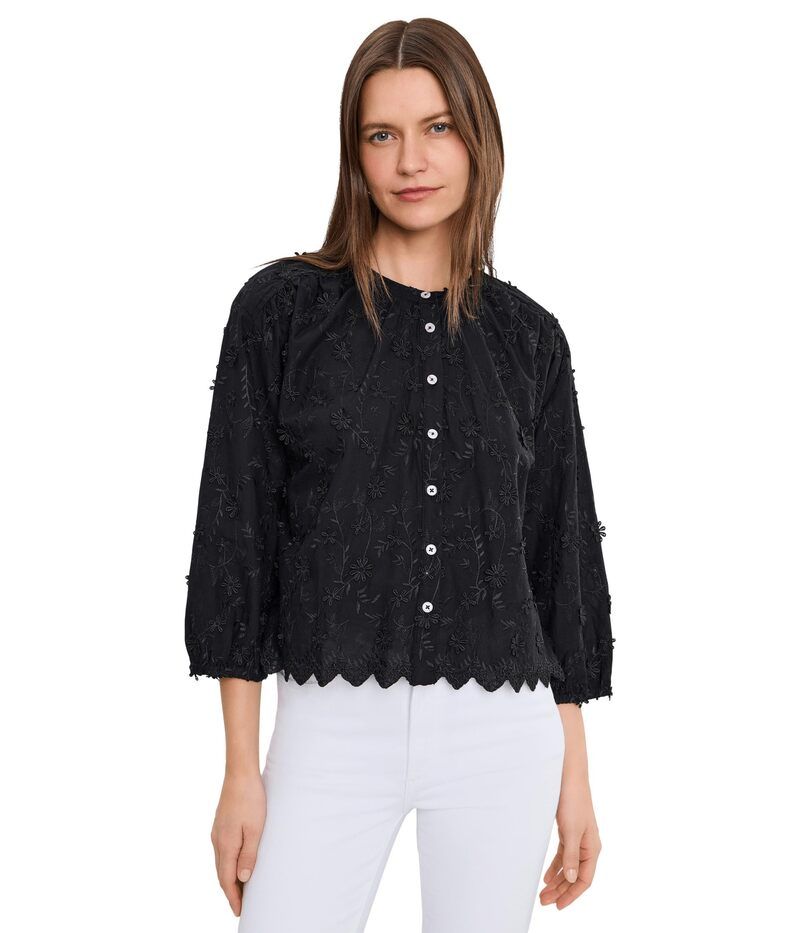 モッドドック レディース トップス シャツ クルーネック レース Mododoc 34 Sleeve Crew Neck Lace Top Black ブラック