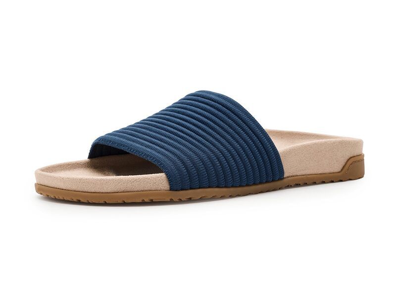 バイオニック レディース シューズ サンダル ニット Vionic Evie Knit Slide Sandals Dark Denim Knit デニム