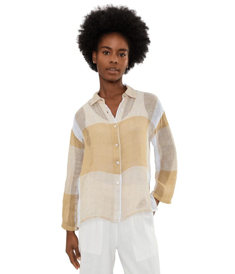 エリオットローレン レディース トップス シャツ メッシュ Elliott Lauren Sandcastle Mesh Long Sleeveasy ButtonUp Shirt Latte