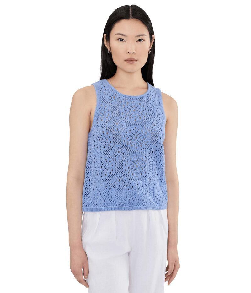 スプレンディット レディース アウター ニット・セーター Splendid Beckham Crochet Sweater Tank Azure