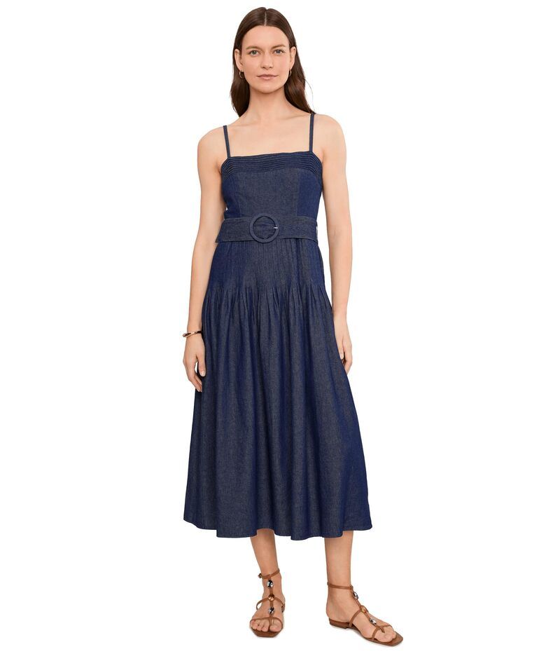 アドリアナ パペル レディース トップス ワンピース ミディ デニム Adrianna Papell Pintuckedenimidi Dark Denim デニム
