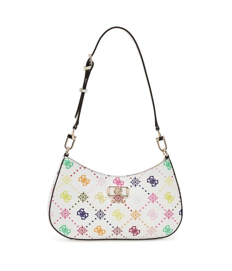 ゲス レディース バッグ ロゴ GUESS Emelie Logo Top Zip Shoulder Bag Multi Logo マルチカラー