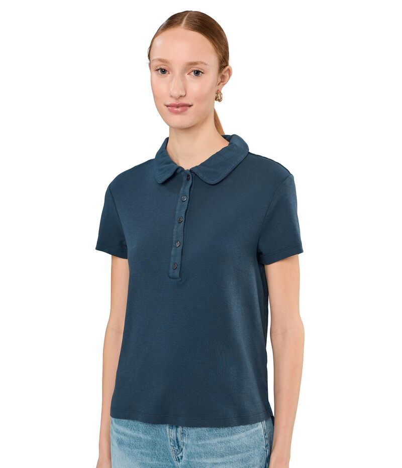 モッドドック レディース トップス シャツ Mododoc Short Sleeve Boxy Polo Tee Sailor Blue ブルー