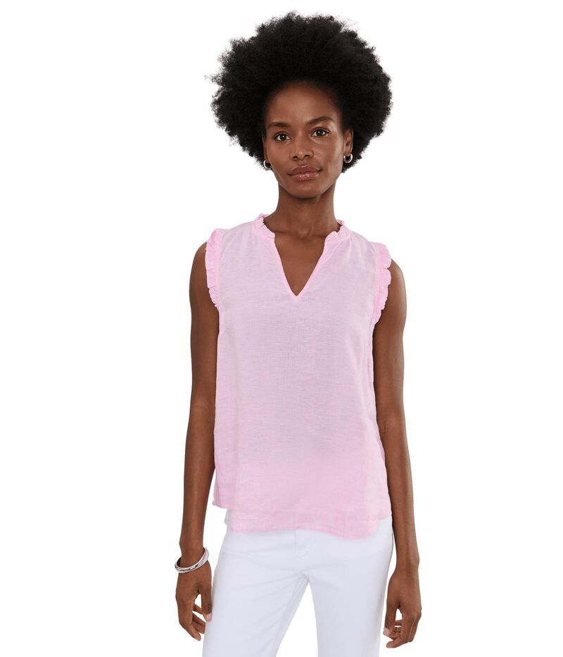 リリーピュリッツァー レディース トップス シャツ フリル ノースリーブ Lilly Pulitzer Kavalla Sleeveless Ruffle Conch Shell Pin