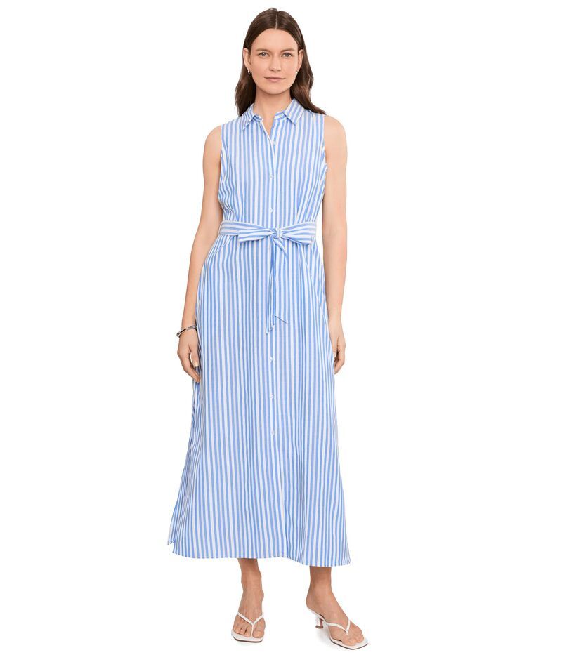 ヴィンスカムート レディース トップス ワンピース ノースリーブ マキシ Vince Camuto Sleeveless Buttonup Maxi Dress With Sash Blue Cloud ブルー