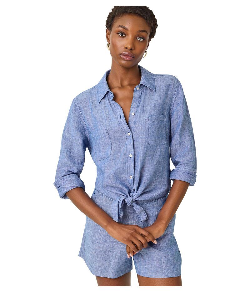 リリーピュリッツァー レディース トップス シャツ ボタンダウン Lilly Pulitzer Sea View Button Down Starlight Navy ネイビー