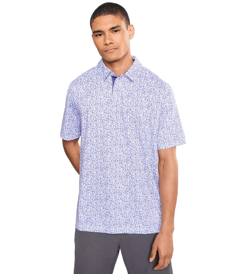 ジョンストンアンドマーフィー メンズ トップス シャツ プリント Johnston Murphy Game Day Multisport Print Polo Purple パープル