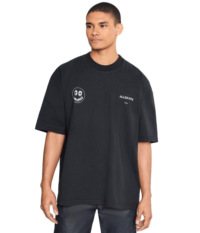 オールセインツ メンズ トップス シャツ Allsaintspinner Short Sleeve Crewashed Black ブラック